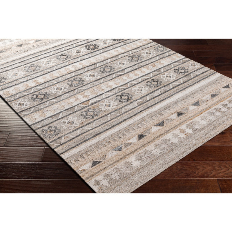 area rug neutral gray ivory brown patterned