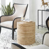 round accent table woven banana plant coastal