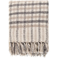 hand woven charcoal tan throw blanket fringe