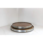 rustic barrel head lazy susan small script text