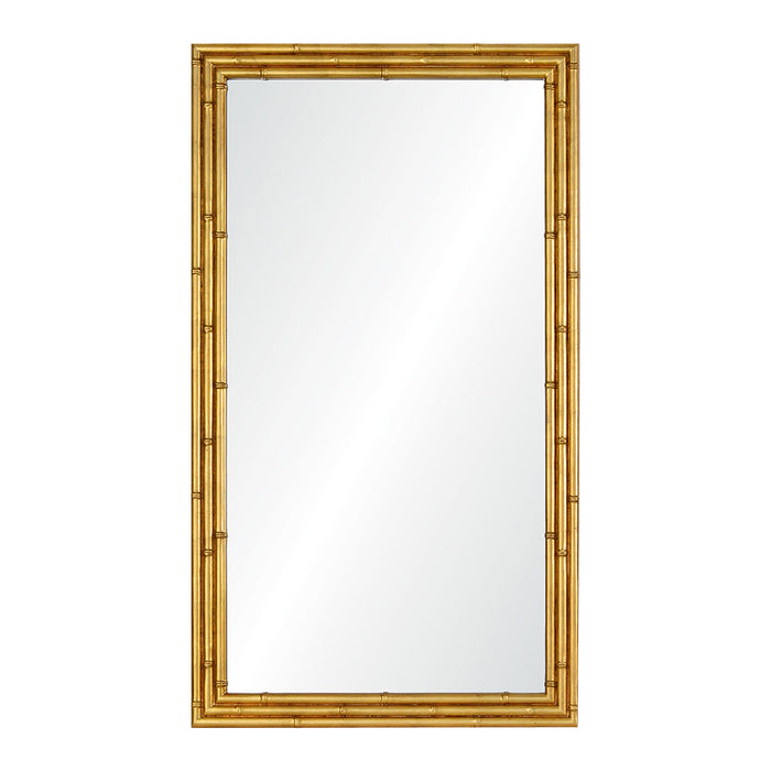 Gold-framed mirror on a white background