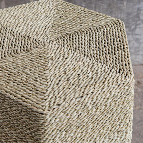 accent table hexagon braided seagrass coastal