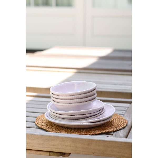 white beaded dinner plate melamine 