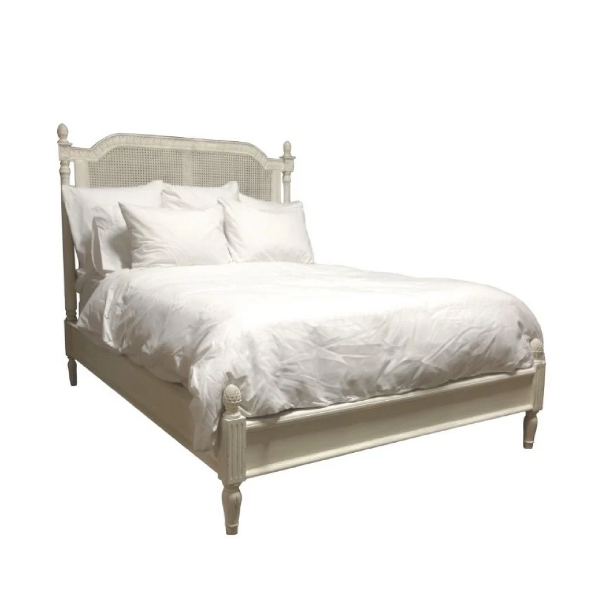 The Jullian Queen Caned Headboard Bed by Phillips Scott—custom made, elegant for any room, various finish options.