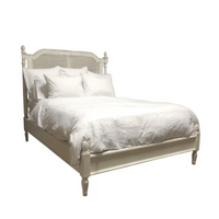 The Jullian Queen Caned Headboard Bed by Phillips Scott—custom made, elegant for any room, various finish options.