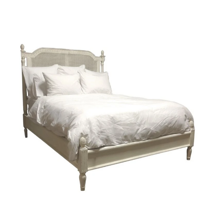 The Jullian Queen Caned Headboard Bed by Phillips Scott—custom made, elegant for any room, various finish options.