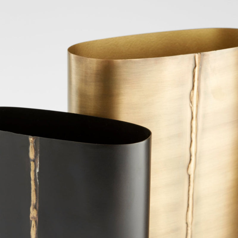 oval gold black vase detail textured set 2