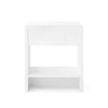 lacquered white pearl one drawer side table brass pull