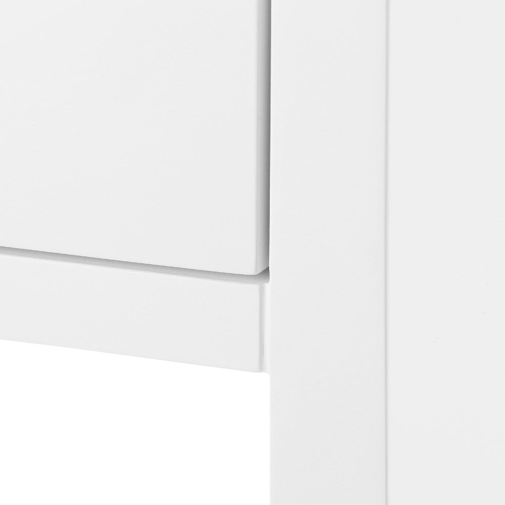 lacquered white pearl one drawer side table brass pull