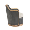 dark gray pencil rattan natural border swivel chair white cushion