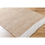 jute white area rug hand woven no pile organic 