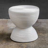 round white rattan cinched side table
