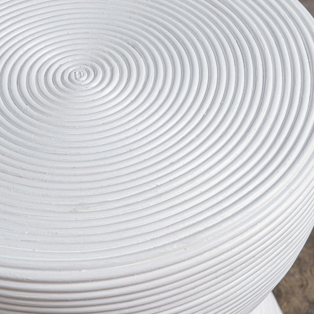 round white rattan cinched side table