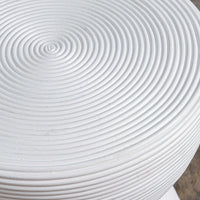 round white rattan cinched side table