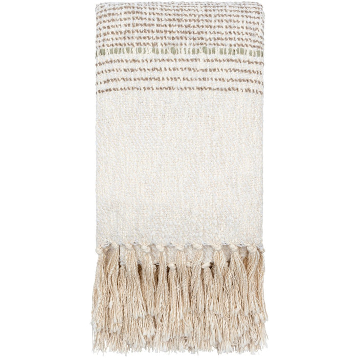 woven beige gray throw blanket fringe