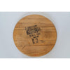 The Bourbon Head Lazy Susan Tray from Sono Inspired is a rustic piece crafted from a wooden bourbon barrel top. It features stamped text and numbers from Jim Beam Distilling Co., all set against a white background, showcasing repurposed materials with timeless charm.