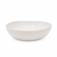 The Always Relish Weave Cream Melamine Serving Bowls (set of 2) feature a textured design on a white background.