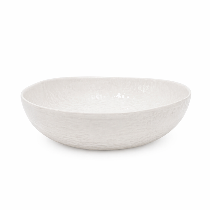 The Always Relish Weave Cream Melamine Serving Bowls (set of 2) feature a textured design on a white background.