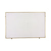 An antique brass fireplace screen by Arteriors with a straightforward, thin frame in a vintage style.