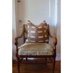 cinnamon brown square pillow white stripes