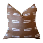 Muse Textiles' Cinnamon Brown + White Stripes Accent Pillow exudes casual charm with its white block printed stripes evenly spaced across its surface.