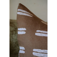cinnamon brown square pillow white stripes