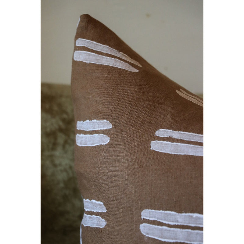cinnamon brown square pillow white stripes