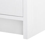 white linen 3 drawer side table brass pulls