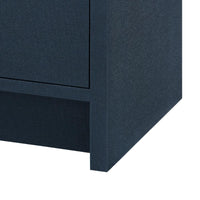 blue linen 6 drawer extra large dresser brass pulls