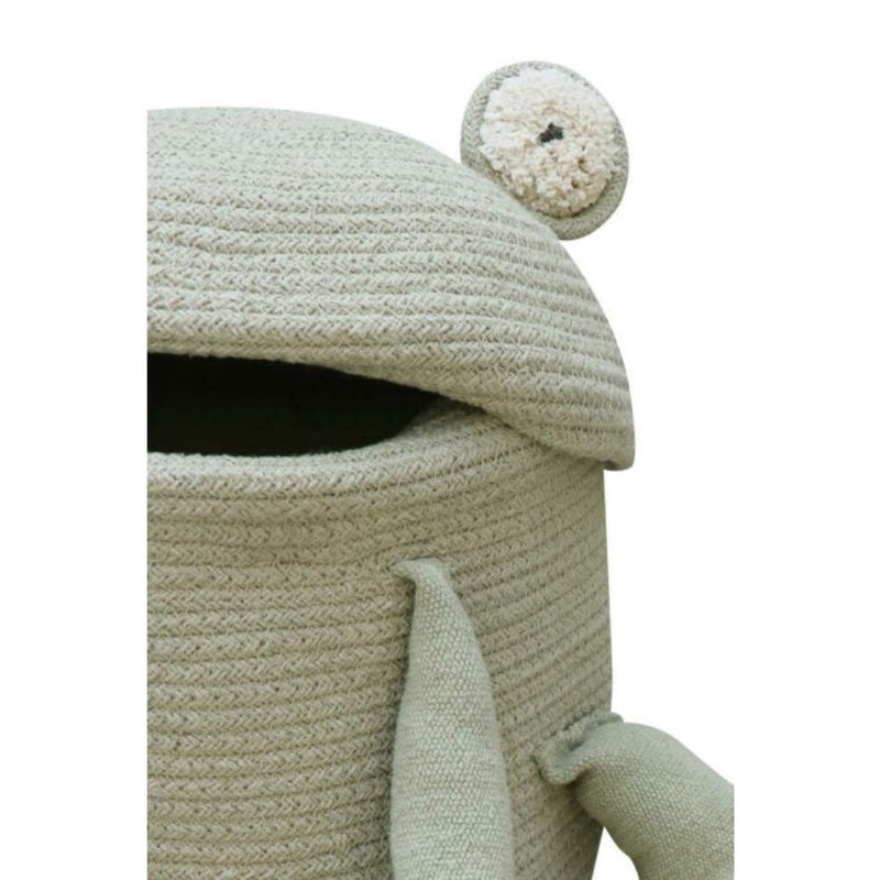 woven green frog basket kids decor