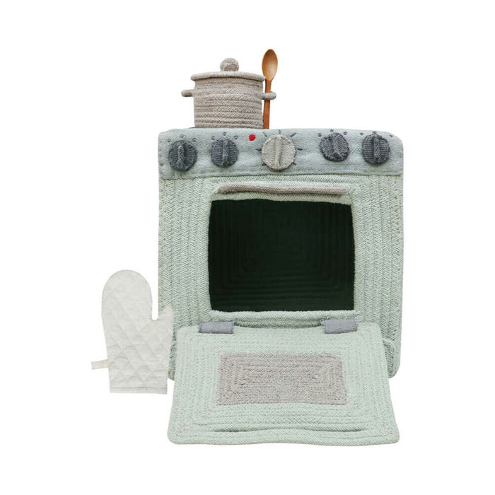 play basket kitchen stove oven woven cotton recycled materials
