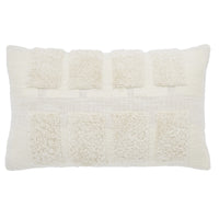 ivory lumbar pillow linen tufted squares