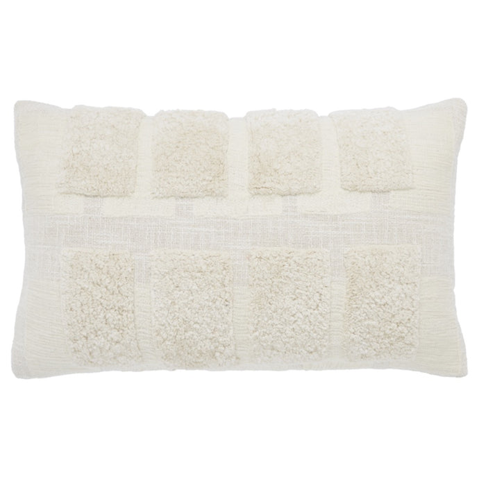 ivory lumbar pillow linen tufted squares