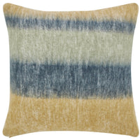 wide stripes gray olive gold faux mohair pillow square