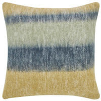 wide stripes gray olive gold faux mohair pillow square