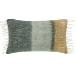 wide stripes gray olive gold faux mohair pillow lumbar