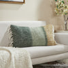 wide stripes gray olive gold faux mohair pillow lumbar