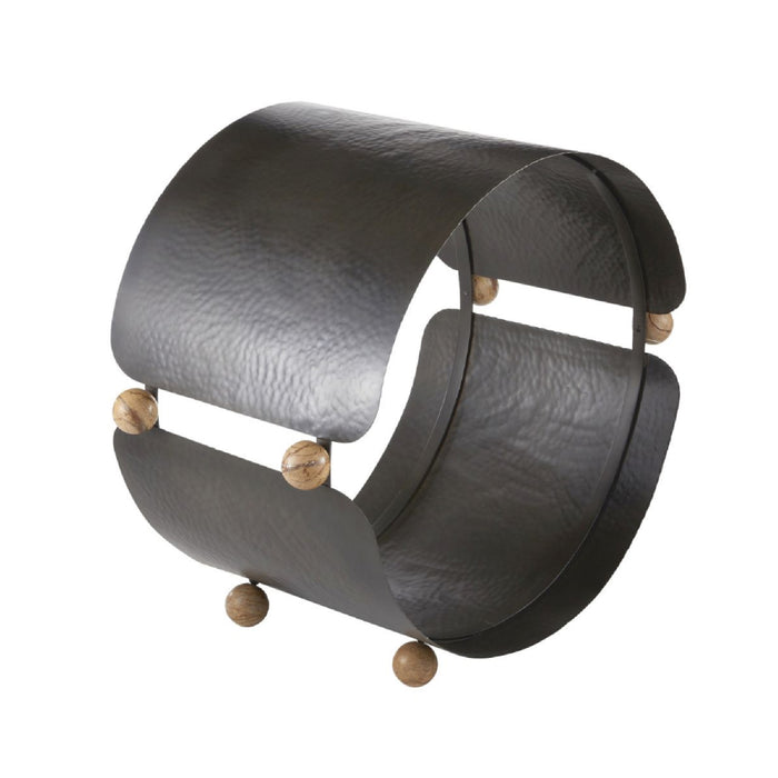 log holder modern hammered iron marble details round
