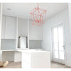 open frame square lantern-like coral chandelier gold canopy 4 bulb