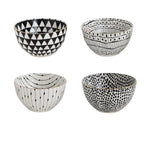 Stoneware Bowls - Black + White with Gold (set of 4)