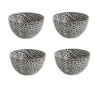 BSEID’s Stoneware Polkadot Bowls with Gold Rim (set of 4) add charm to any snack time or special occasion.