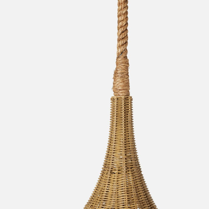 rattan basket weave teardrop outdoor pendant