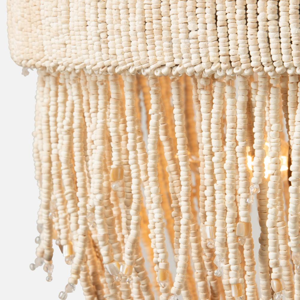 natural chandelier 3 bulb rope bead detail