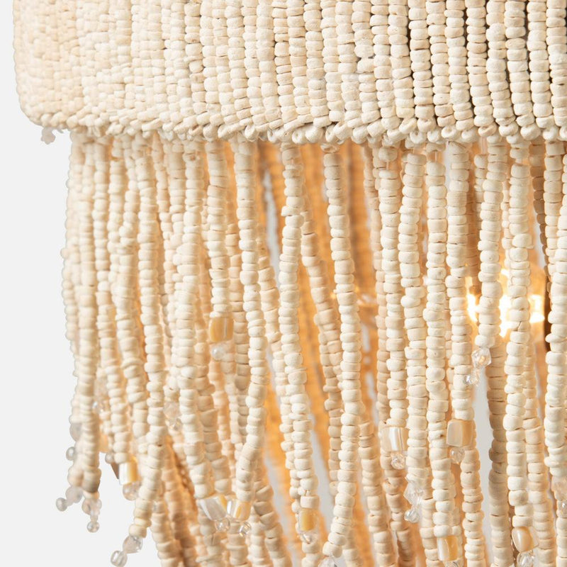 natural chandelier 3 bulb rope bead detail