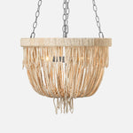 natural chandelier 3 bulb rope bead detail