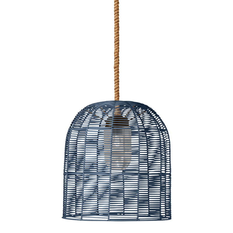 navy birdcage dome faux rattan outdoor pendant light abaca rope cord