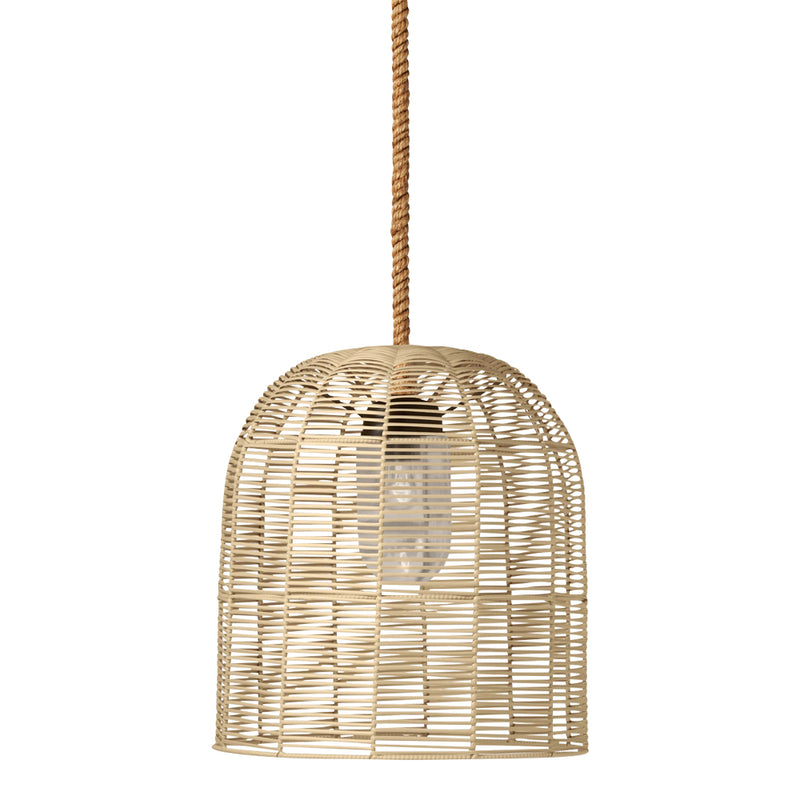 off-white birdcage dome faux rattan outdoor pendant light abaca rope cord