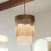 round pendant mottled bronze silver chain layers