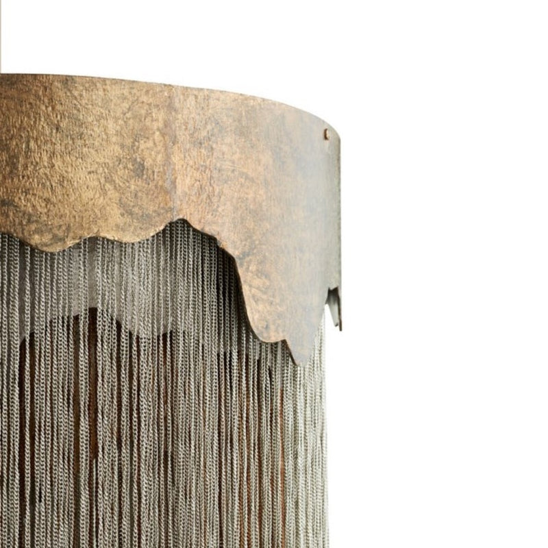 round pendant mottled bronze silver chain layers