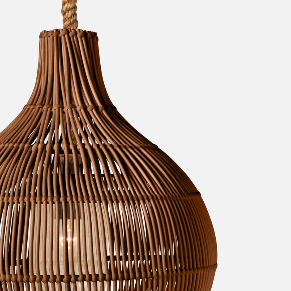 chestnut bundled faux rattan outdoor pendant light hershey kiss shape abaca rope cord